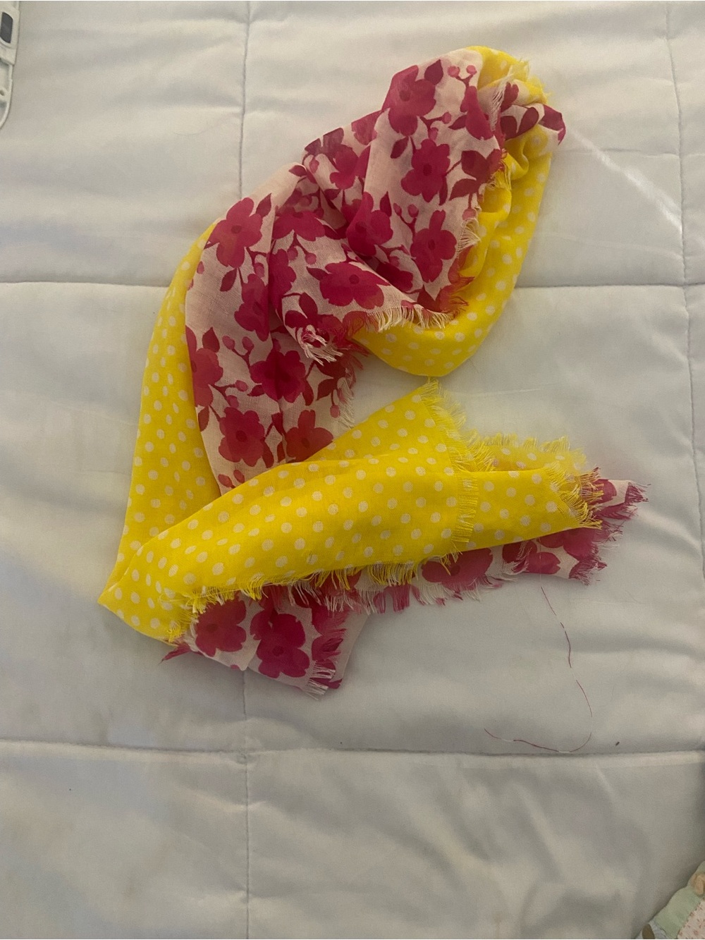 Yellow & Pink Floral Polka Dot Lightweight Women's Scarf